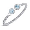 Blue & White Topaz Popcorn Mesh Cuff Bracelet Sterling Silver