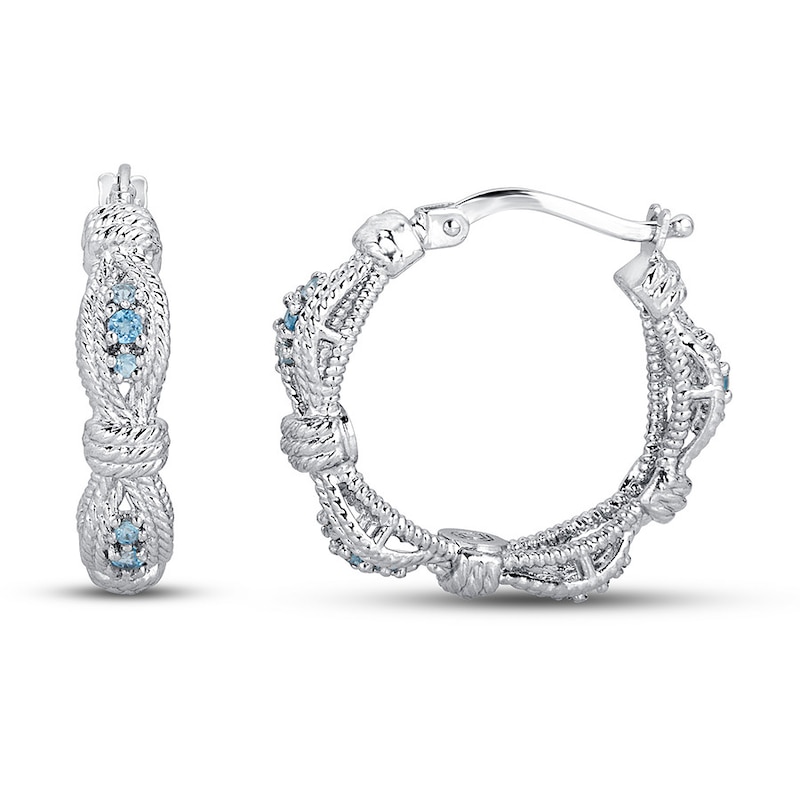 Textured Blue Topaz Hoop Earrings Sterling Silver | Kay Outlet