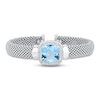 Blue & White Topaz Mesh Cuff Bracelet Sterling Silver