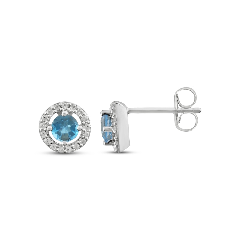 Blue Topaz & Lab-Created White Sapphire Earrings Sterling Silver