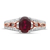 Lab-Created Ruby & Lab-Created White Sapphire Ring Sterling Silver 10K Rose Gold