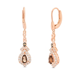 Le Vian Chocolate Quartz Earrings 5/8 ct tw Diamonds 14K Strawberry Gold