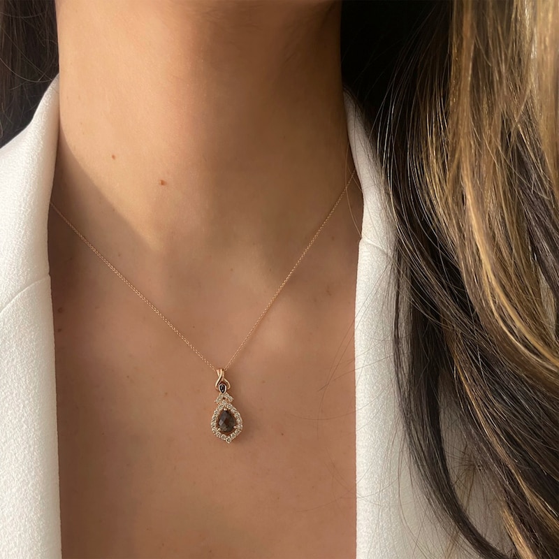 Main Image 4 of Le Vian Chocolate Quartz Necklace 1/2 ct tw Diamonds 14K Strawberry Gold