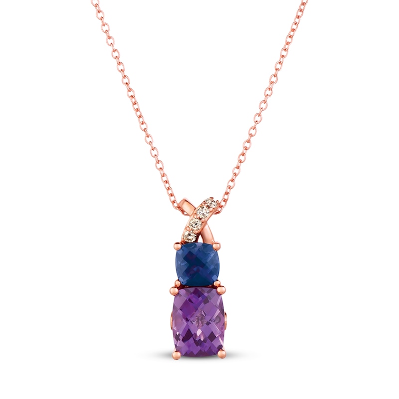 Main Image 1 of Le Vian Amethyst & Iolite Necklace 1/15 ct tw Diamonds 14K Strawberry Gold