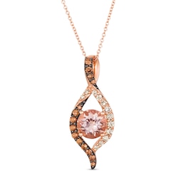 Le Vian Peach Morganite Necklace 5/8 ct tw Diamonds 14K Strawberry Gold