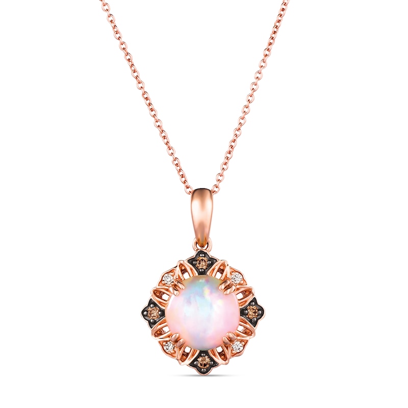 Main Image 1 of Le Vian Opal Necklace 1/8 ct tw Diamonds 14K Strawberry Gold 18"