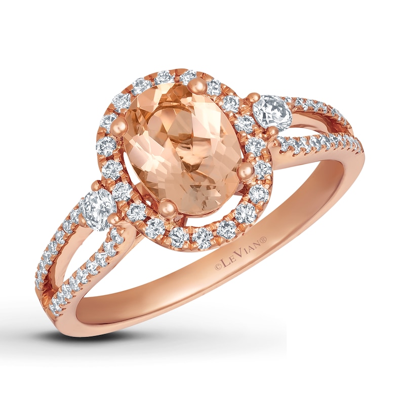 Le Vian Peach Morganite & Diamond Ring 14K Strawberry Gold