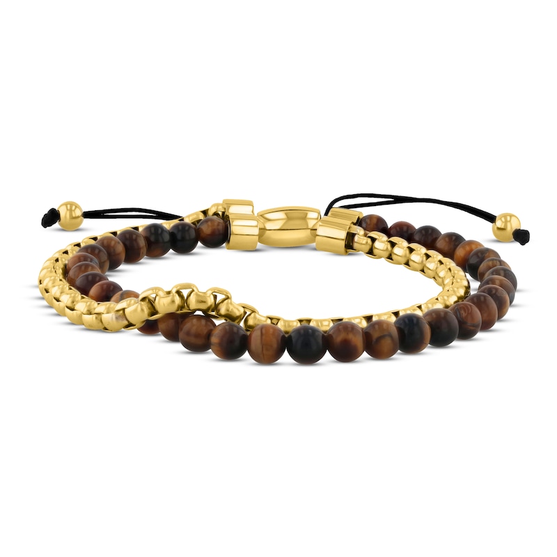 Men's Tiger's Eye Bolo Bracelet Stainless Steel