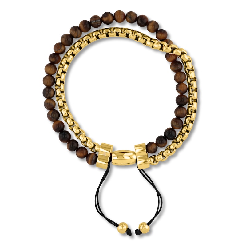 Men's Tiger's Eye Bolo Bracelet Stainless Steel