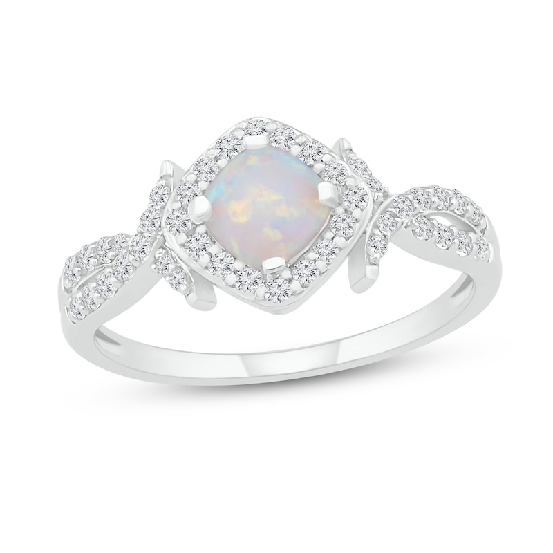 Lab-Created Opal & Lab-Created White Sapphire Ring Sterling SIlver