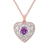 Thumbnail Image 1 of Amethyst Heart Necklace 1/6 ct tw Diamonds 10K Rose Gold