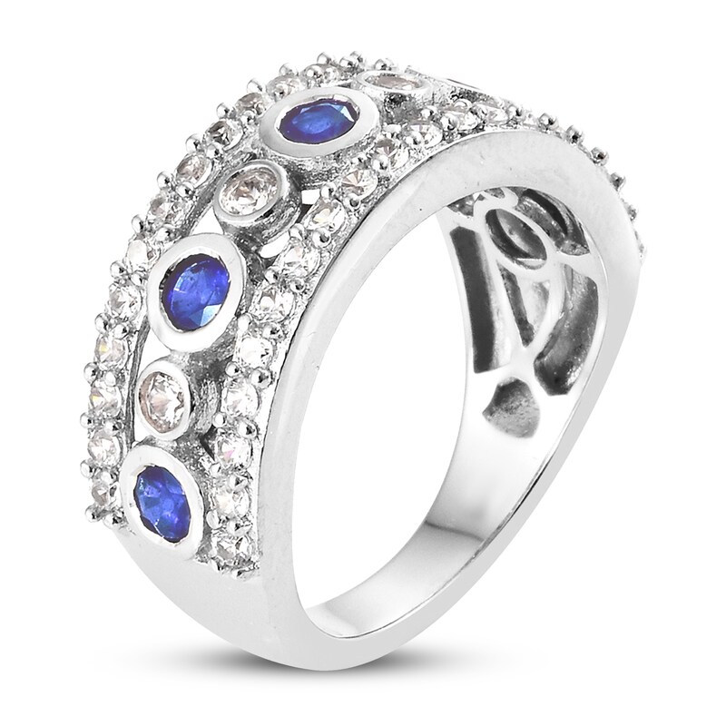 Tanzanite & White Topaz Ring Sterling Silver