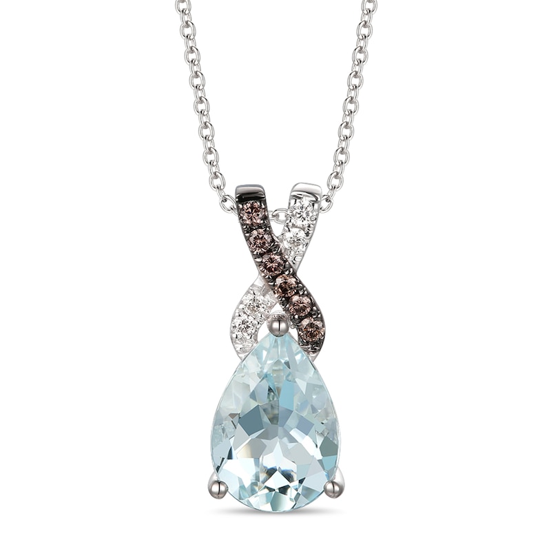 Main Image 1 of Le Vian Aquamarine Necklace 1/15 ct tw Diamonds 14K Vanilla Gold