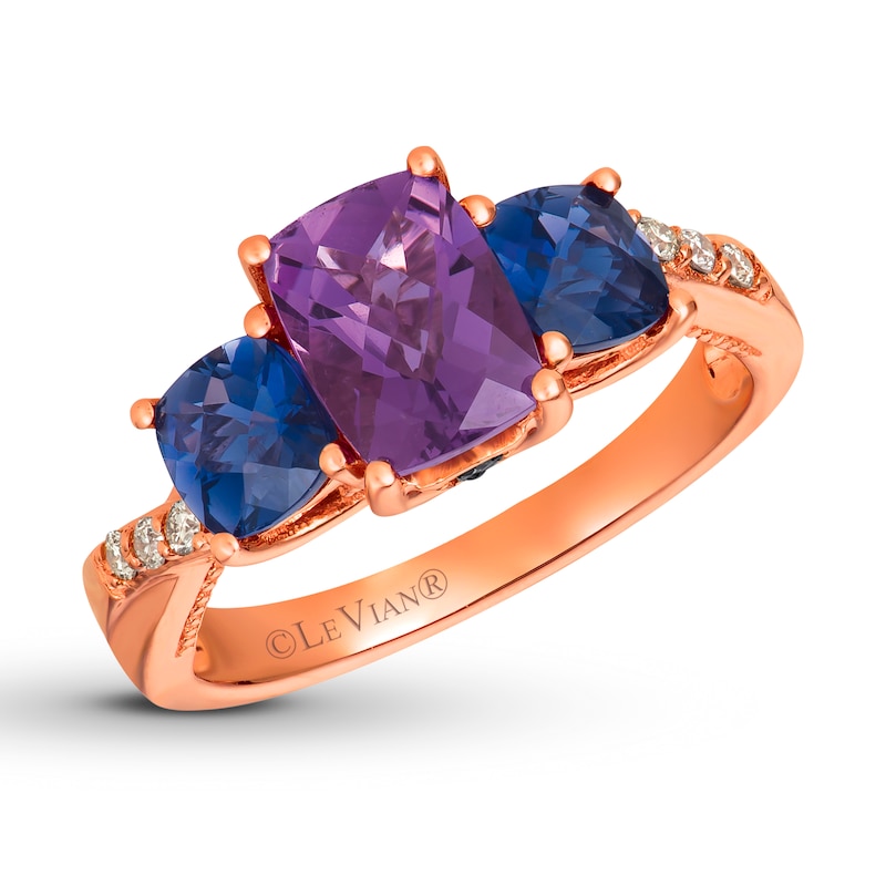 Le Vian Amethyst & Iolite Ring 1/10 ct tw Diamonds 14K Gold