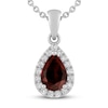 Thumbnail Image 1 of Garnet & White Lab-Created Sapphire Necklace Sterling Silver 18"