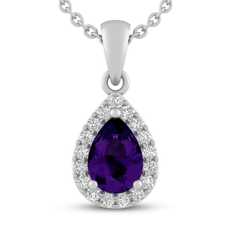 Main Image 1 of Amethyst & White Lab-Created Sapphire Necklace Sterling Silver 18"