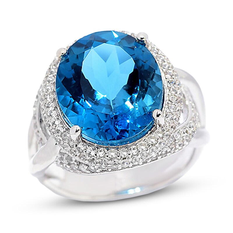 London Blue Topaz & Zircon Ring Sterling Silver