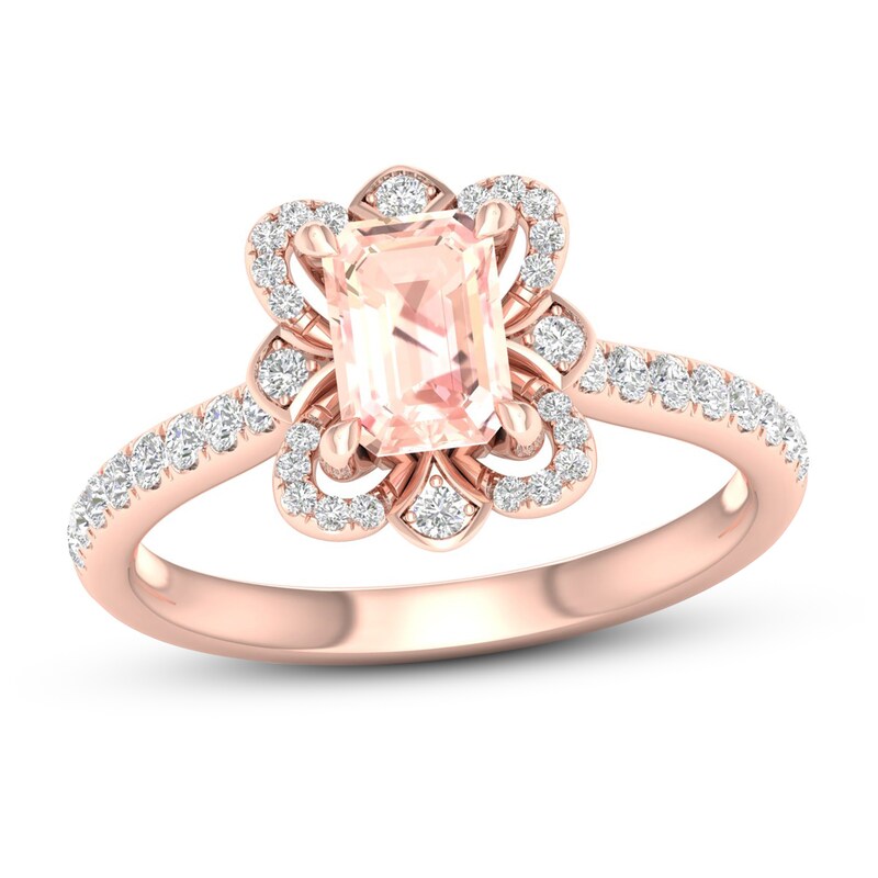 Morganite Ring 1/4 ct tw Diamonds 10K Rose Gold