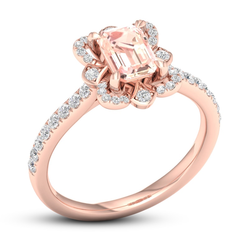 Morganite Ring 1/4 ct tw Diamonds 10K Rose Gold