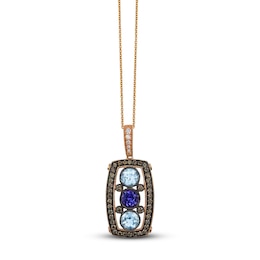 Le Vian Chocolatier Tanzanite & Aquamarine Necklace 5/8 ct tw Diamonds 14K Strawberry Gold 18"