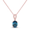 Thumbnail Image 1 of Blue Topaz Necklace 1/20 ct tw Diamonds 10K Rose Gold 18"