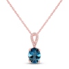 Thumbnail Image 0 of Blue Topaz Necklace 1/20 ct tw Diamonds 10K Rose Gold 18"