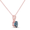 Thumbnail Image 1 of Blue Topaz Necklace 1/20 ct tw Diamonds 10K Rose Gold 18"