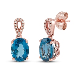 Topaz & Diamond Earrings 1/20 ct tw 10K Rose Gold