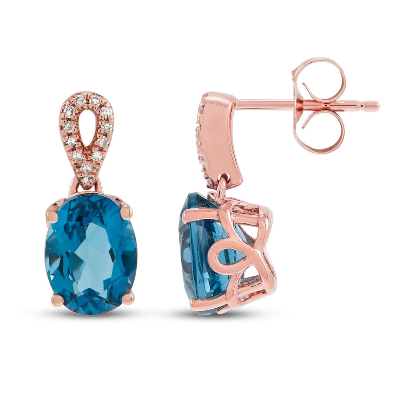 Topaz & Diamond Earrings 1/20 ct tw 10K Rose Gold