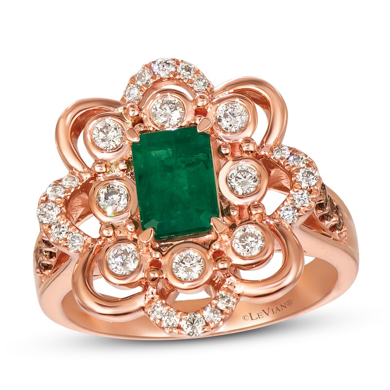 Le Vian Emerald Ring 5/8 ct tw Diamonds 14K Strawberry Gold