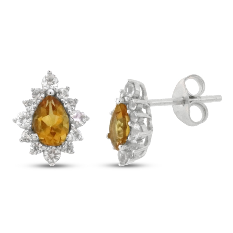 Citrine & White Lab-Created Sapphire Earrings Sterling Silver | Kay Outlet