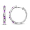 Thumbnail Image 1 of Amethyst & White Lab-Created Sapphire Hoop Earrings Sterling Silver