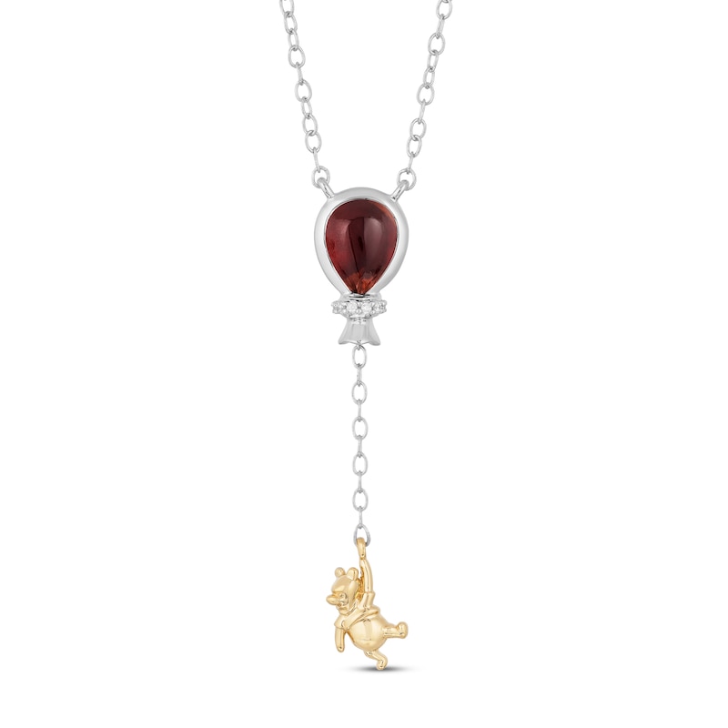 Main Image 1 of Disney Treasures Winnie the Pooh Garnet & Diamond Necklace Sterling Silver & 10K Yellow Gold 17"