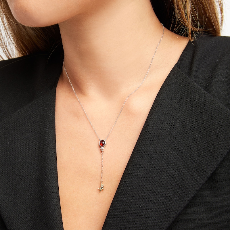 Main Image 2 of Disney Treasures Winnie the Pooh Garnet & Diamond Necklace Sterling Silver & 10K Yellow Gold 17"
