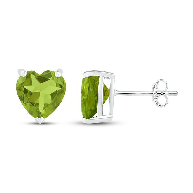 Main Image 2 of Peridot Heart Stud Earrings Sterling Silver