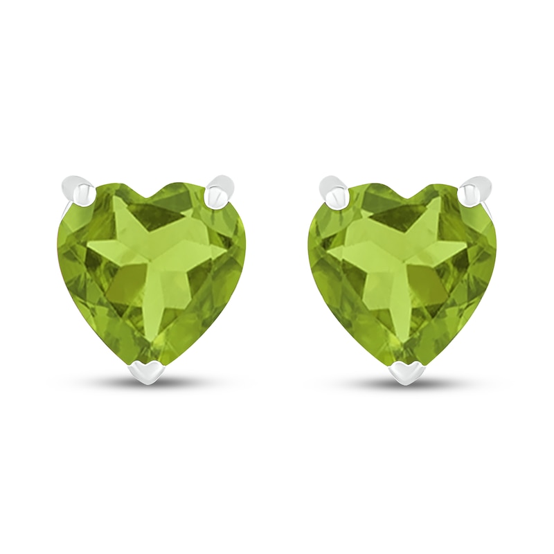 Main Image 3 of Peridot Heart Stud Earrings Sterling Silver
