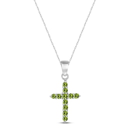 Peridot Cross Necklace Sterling Silver 18"