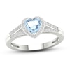 Thumbnail Image 0 of Aquamarine Heart Ring 1/10 ct tw Diamonds 10K White Gold