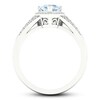 Aquamarine Heart Ring 1/10 ct tw Diamonds 10K White Gold