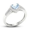 Thumbnail Image 3 of Aquamarine Heart Ring 1/10 ct tw Diamonds 10K White Gold