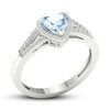 Thumbnail Image 3 of Aquamarine Heart Ring 1/10 ct tw Diamonds 10K White Gold