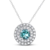 Thumbnail Image 0 of Oceanic Blue Topaz & White Topaz Double Halo Necklace Sterling Silver 18"