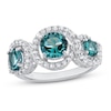Thumbnail Image 1 of Oceanic Blue Topaz & White Topaz 3-Stone Ring Sterling Silver