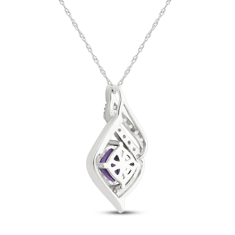 Main Image 3 of Amethyst & White Topaz Necklace Sterling Silver 18"