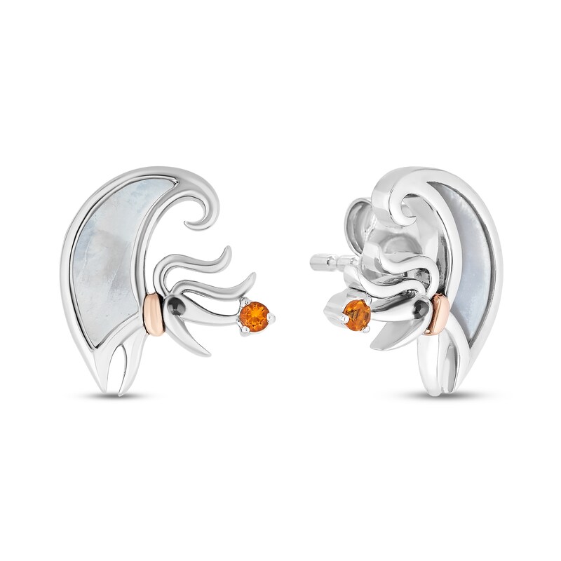 Disney Treasures The Nightmare Before Christmas Mother of Pearl & Citrine Earrings Sterling Silver & 10K Rose Gold