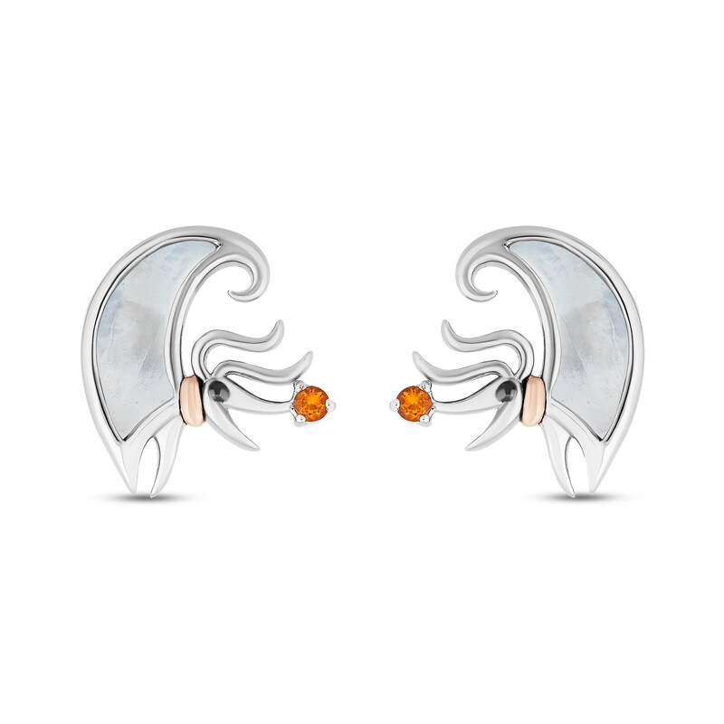 Disney Treasures The Nightmare Before Christmas Mother of Pearl & Citrine Earrings Sterling Silver & 10K Rose Gold