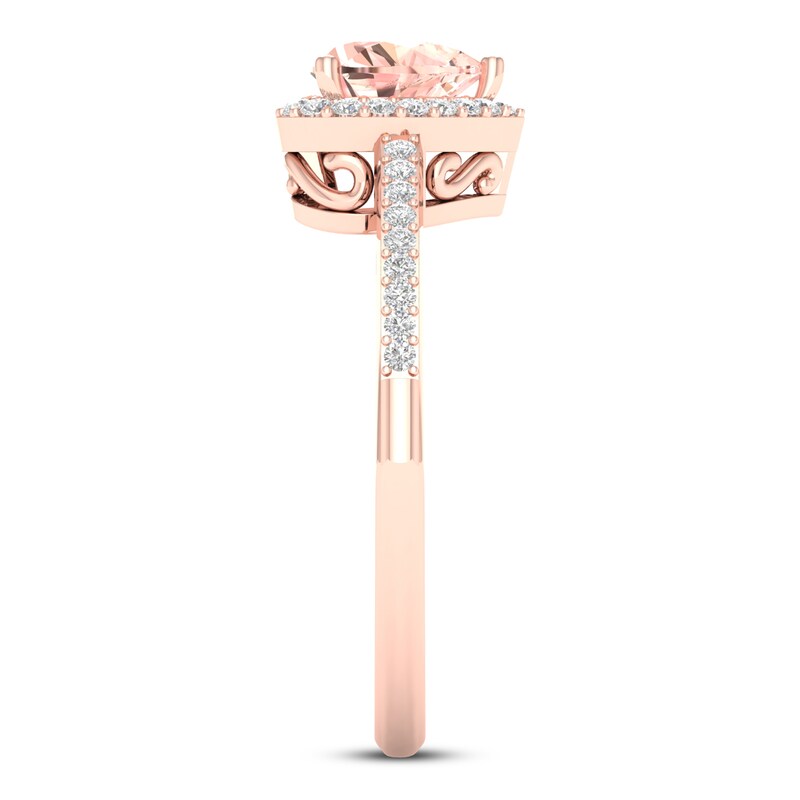 Morganite & Diamond Heart Ring 1/6 ct tw 10K Rose Gold