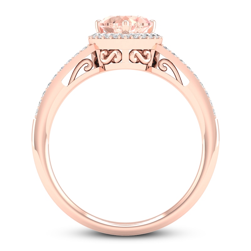 Morganite & Diamond Heart Ring 1/6 ct tw 10K Rose Gold