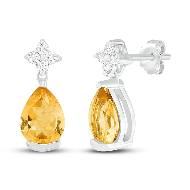Main Image 1 of Citrine & White Lab-Created Sapphire Earrings Sterling Silver