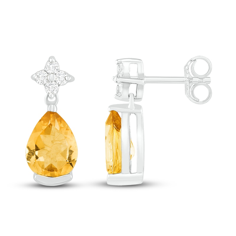 Main Image 2 of Citrine & White Lab-Created Sapphire Earrings Sterling Silver